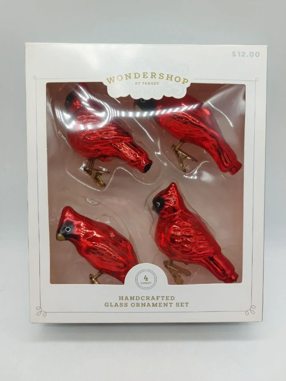 Wondershop By Target Cardinal Glass Ornament 2 Styles Set Of 4